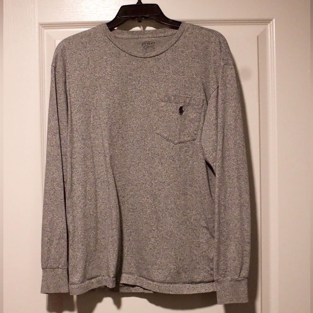 Polo Ralph Lauren Long Sleeve Concrete Gray Navy Blue Horse